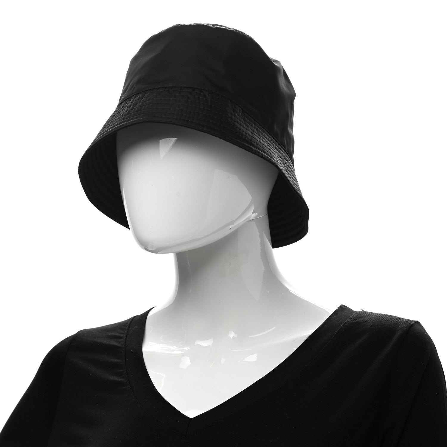 Prada Re-Nylon Metal Triangle Logo Mens Bucket Hat L Black 2 of 8