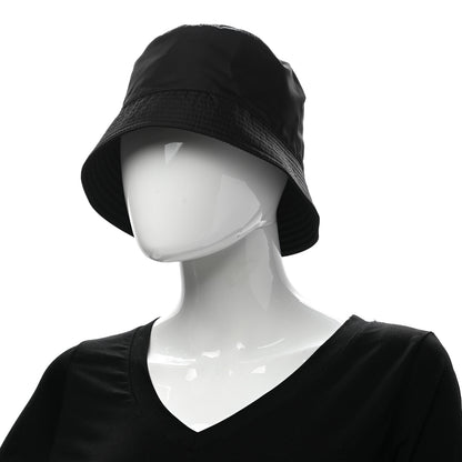 Prada Re-Nylon Metal Triangle Logo Mens Bucket Hat L Black 2 of 8