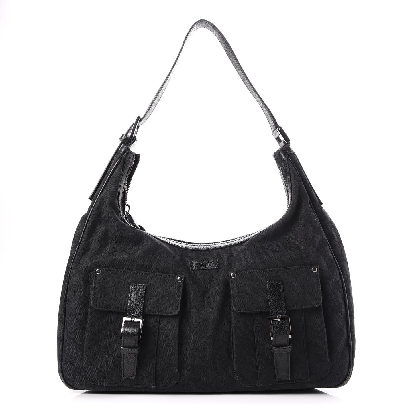 Monogram Front Pocket Hobo Black
