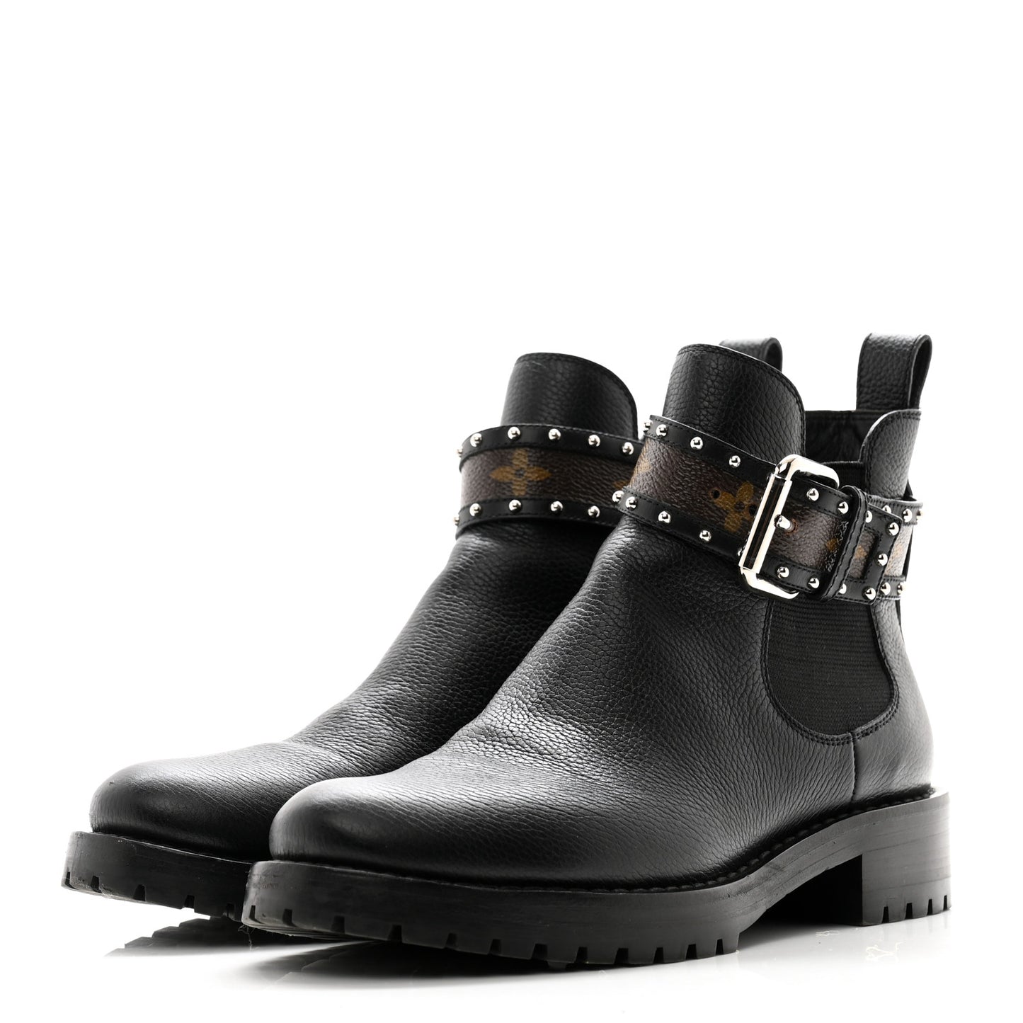 Grained Calfskin Monogram Discovery Flat Ankle Boots 35.5