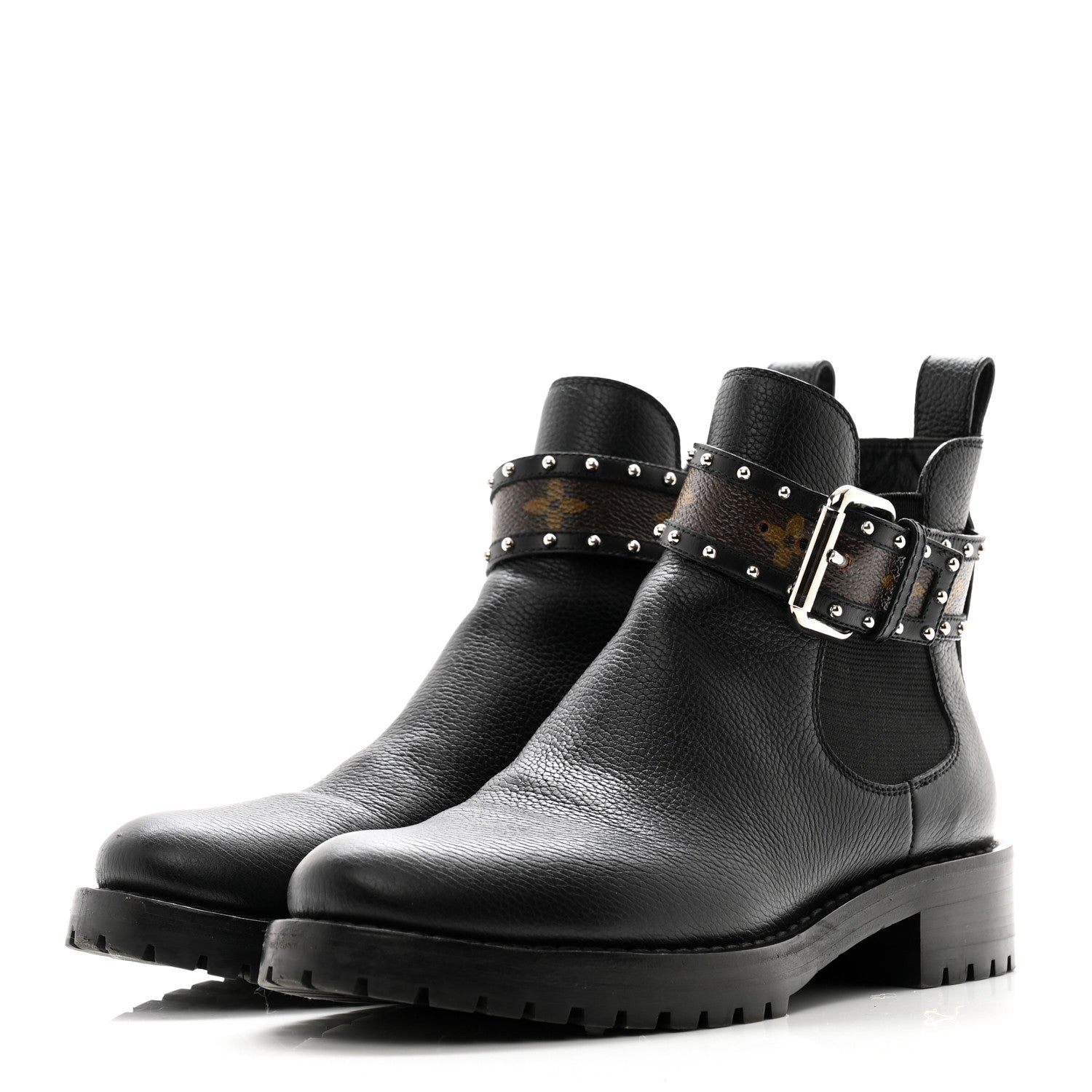 Louis Vuitton Grained Calfskin Monogram Discovery Flat Ankle Boots 35.5 3 of 10