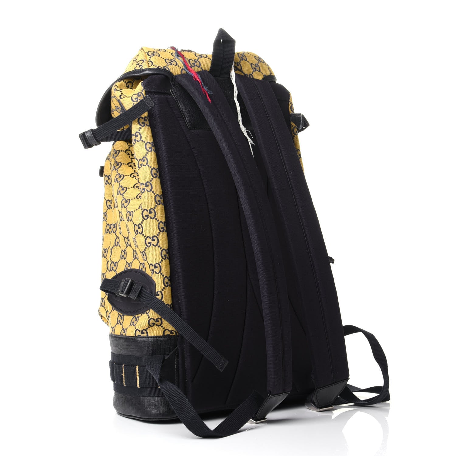Gucci Monogram Multicolor Script Logo Large Double Pocket Backpack Yellow Blue 2 of 4
