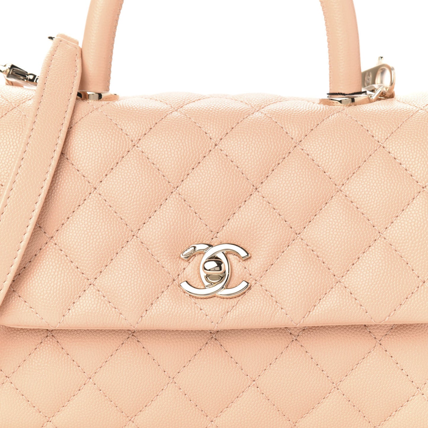 Caviar Quilted Mini Coco Handle Flap Light Pink