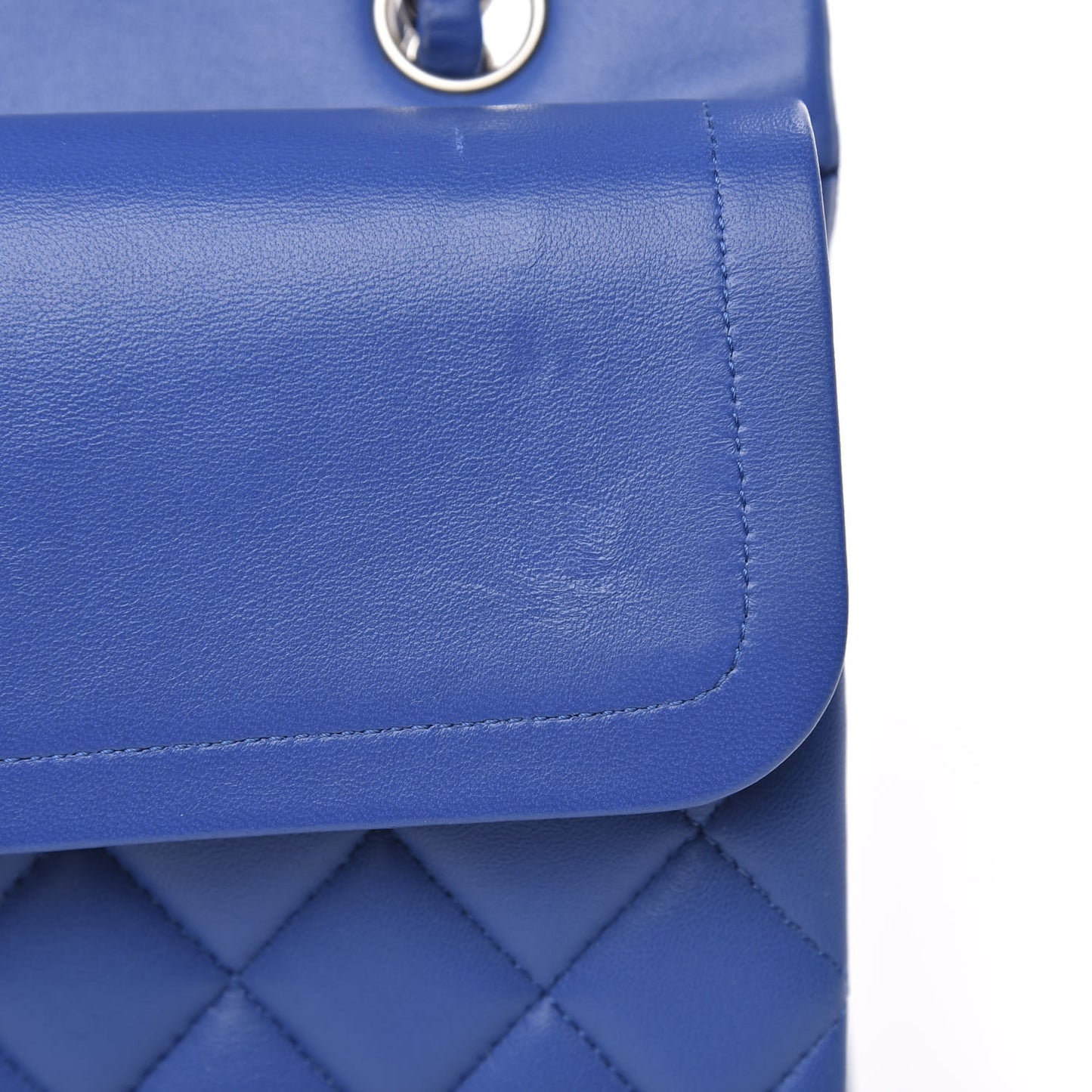 Lambskin Quilted Medium Double Flap Blue