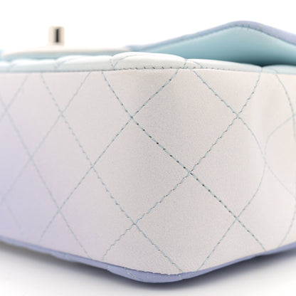 Chanel Perforated Lambskin Quilted Mini Rectangular Flap Light Blue Light Purple White 10 of 11