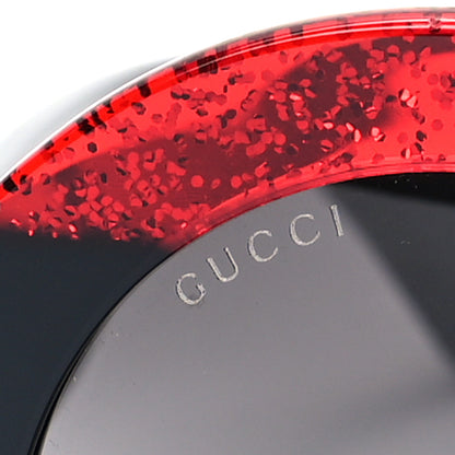 Gucci Round Frame GG0084S Sunglasses Glitter Red Green 5 of 7