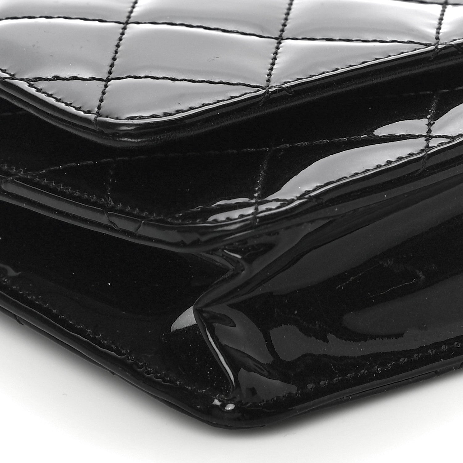 Chanel Patent Quilted Wallet On Chain WOC Black 9 of 11