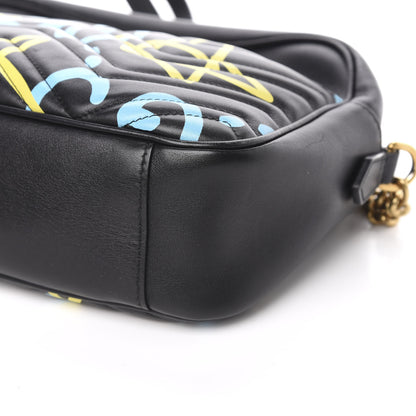 Gucci Calfskin Matelasse GucciGhost Medium GG Marmont Chain Shoulder Bag Black New Acquamarine 10 of 11