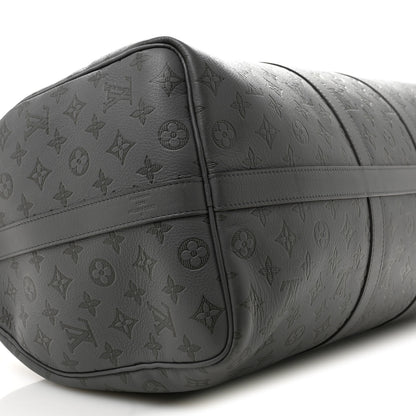 Louis Vuitton Calfskin Monogram Shadow Keepall Bandouliere 50 Anthracite gray 7 of 12