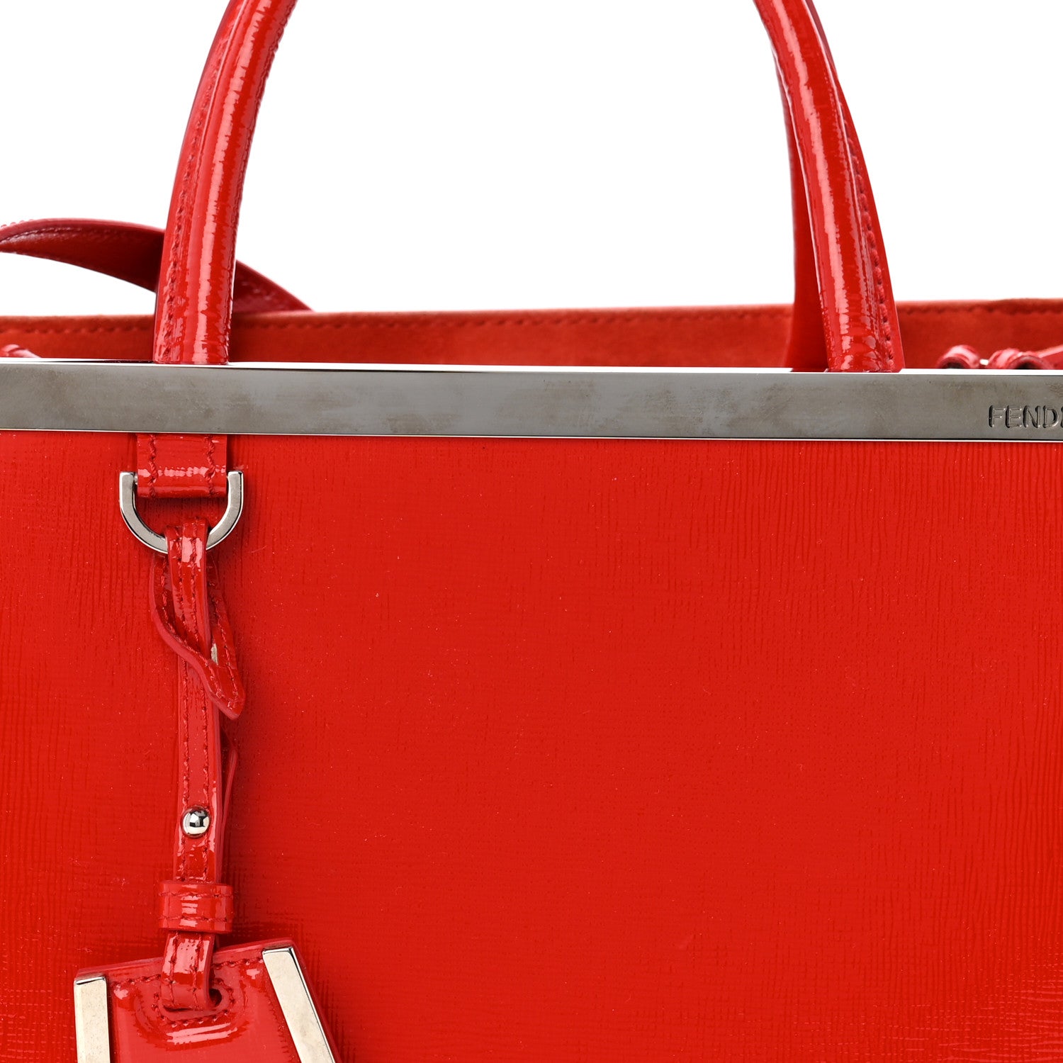 Fendi Vitello Vernice Camoscio Petite 2Jours Tote Papavero 8 of 12