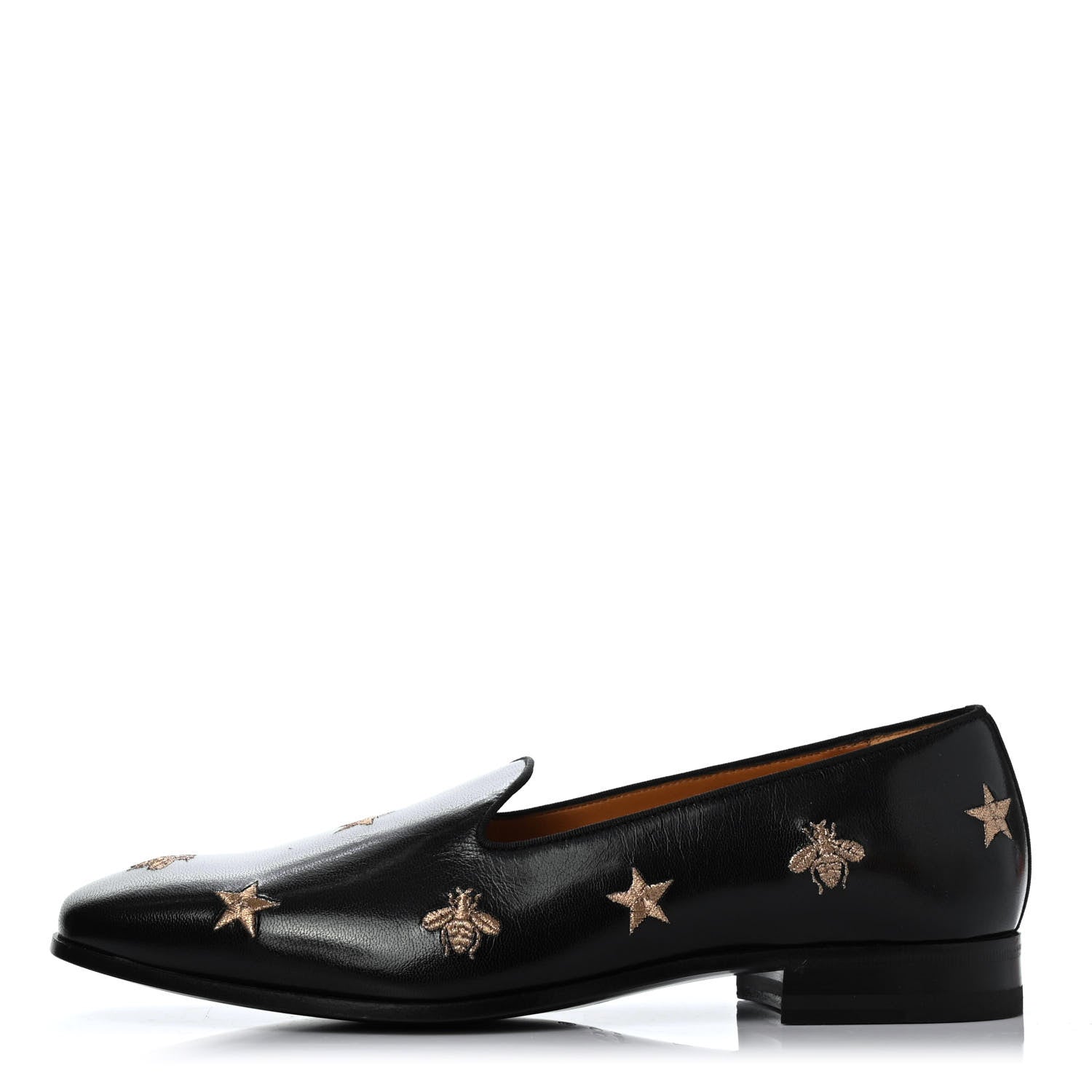 Gucci Calfskin Bee Star Embroidered Mens Slip On Loafers 7 Black 1 of 4