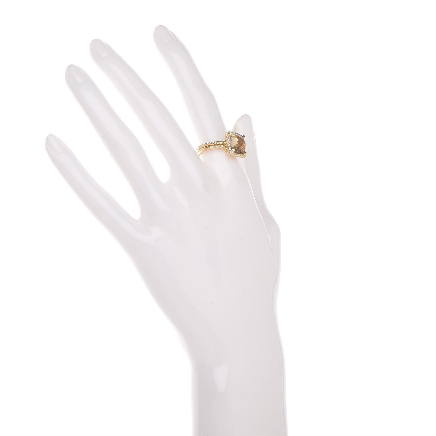 18K Yellow Gold Diamond Champagne Citrine 12mm Chatelaine Pave Bezel Ring 54 7