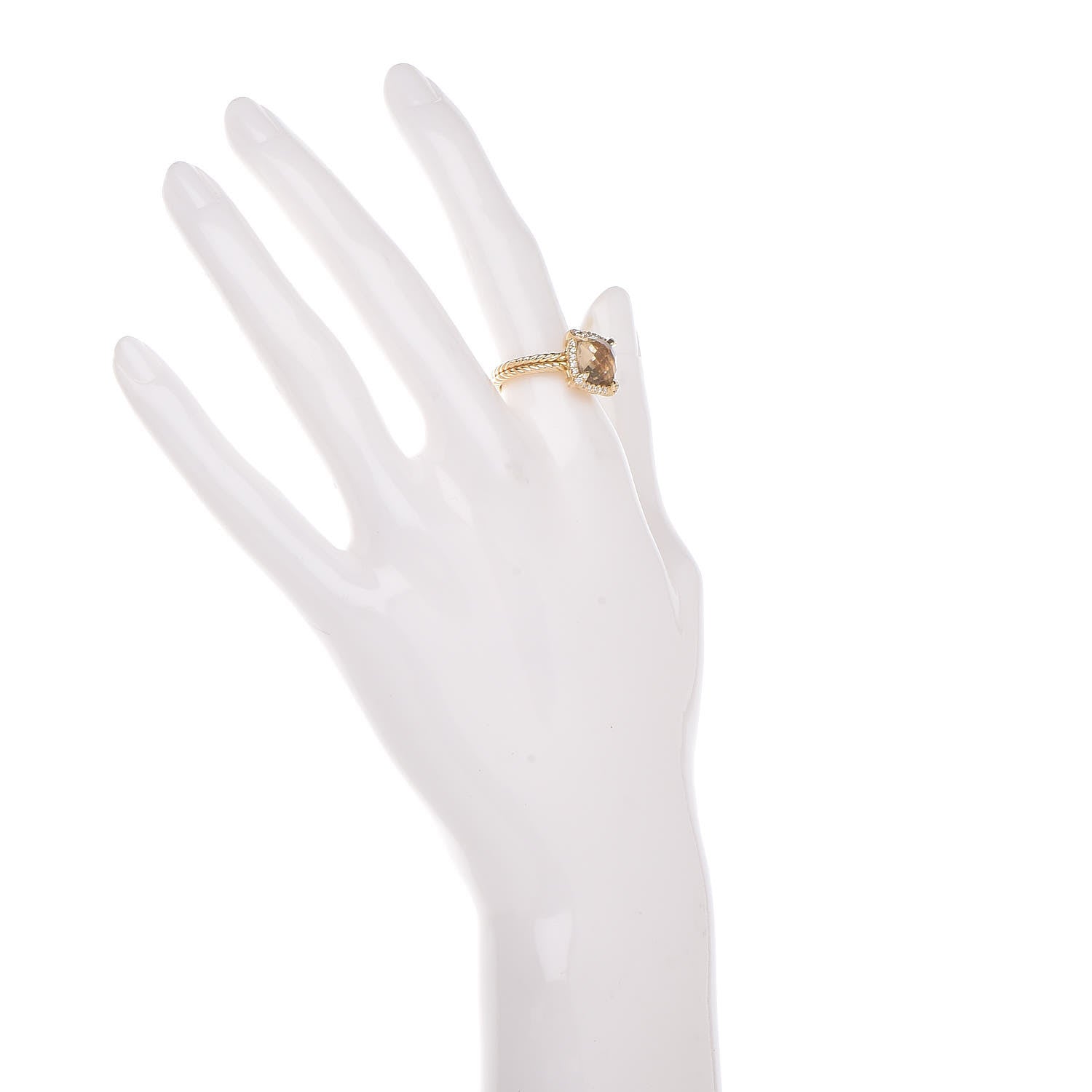 David Yurman 18K Yellow Gold Diamond Champagne Citrine 12mm Chatelaine Pave Bezel Ring 54 7 3 of 10