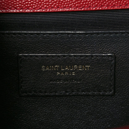 Saint Laurent Grain De Poudre Textured Mixed Matelasse Triquilt Medium Monogram Satchel Oxblood 5 of 8