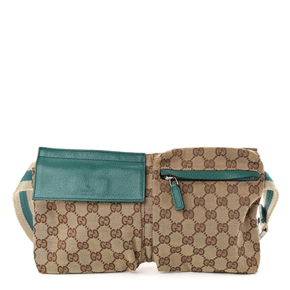 Gucci GG Monogram Web Double Pocket Belt Bag Turquoise 1 of 7
