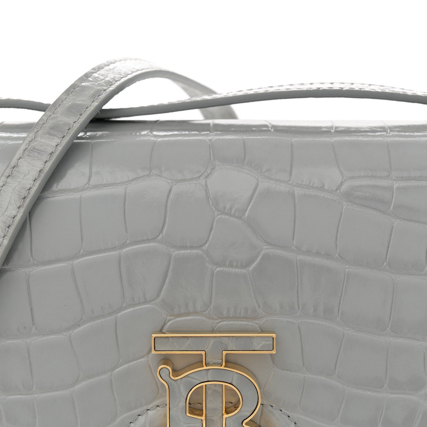 Crocodile Embossed Small TB Bag Cloud Grey