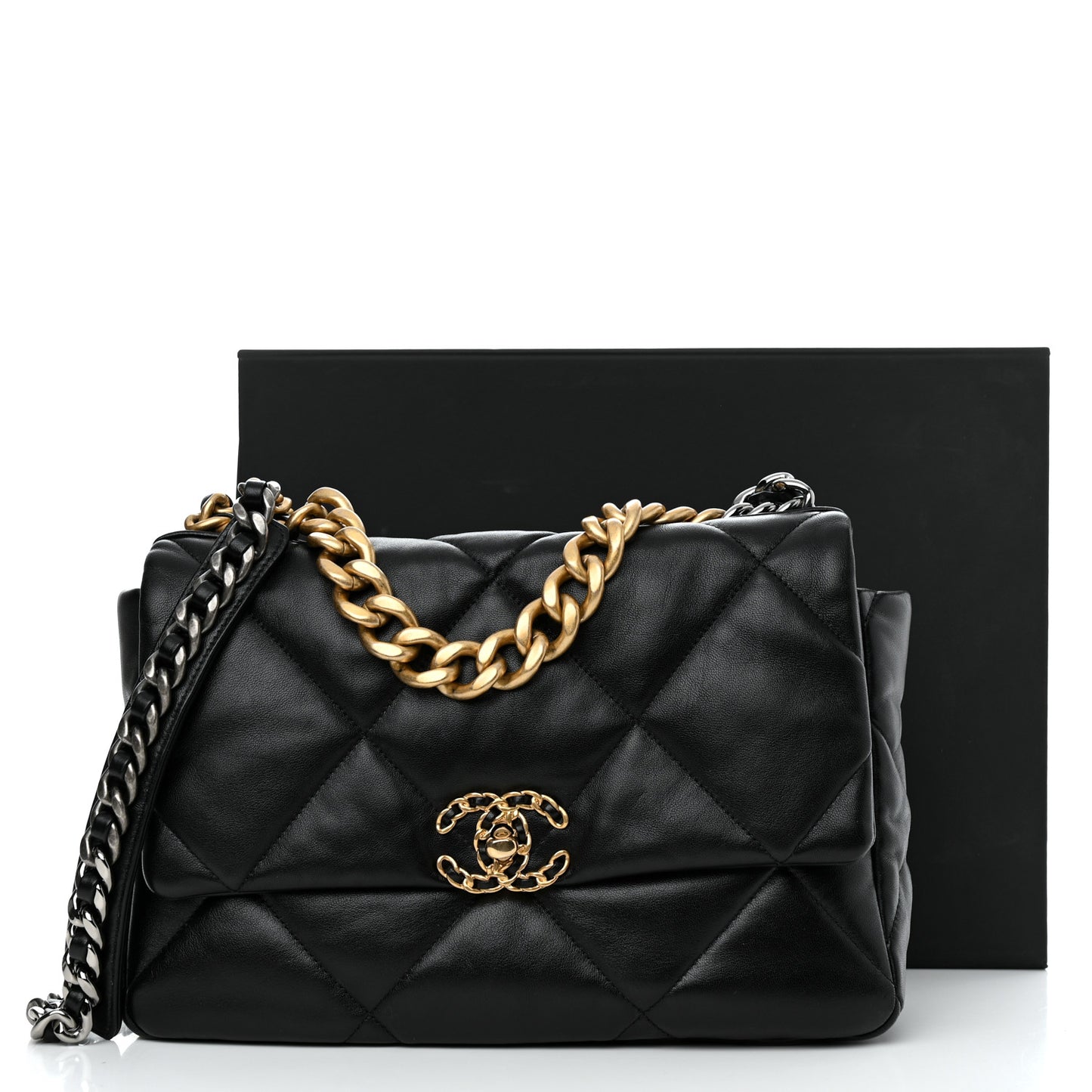 Lambskin Quilted Large Chanel 19 Flap Black