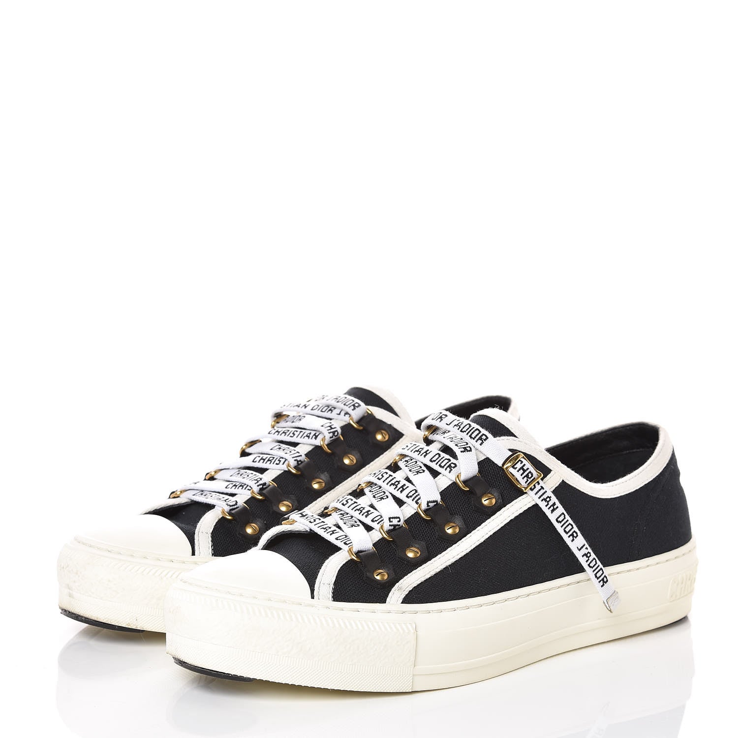 Christian Dior Canvas Walk'n Dior Low Top Sneakers 38.5 Black White 3 of 16