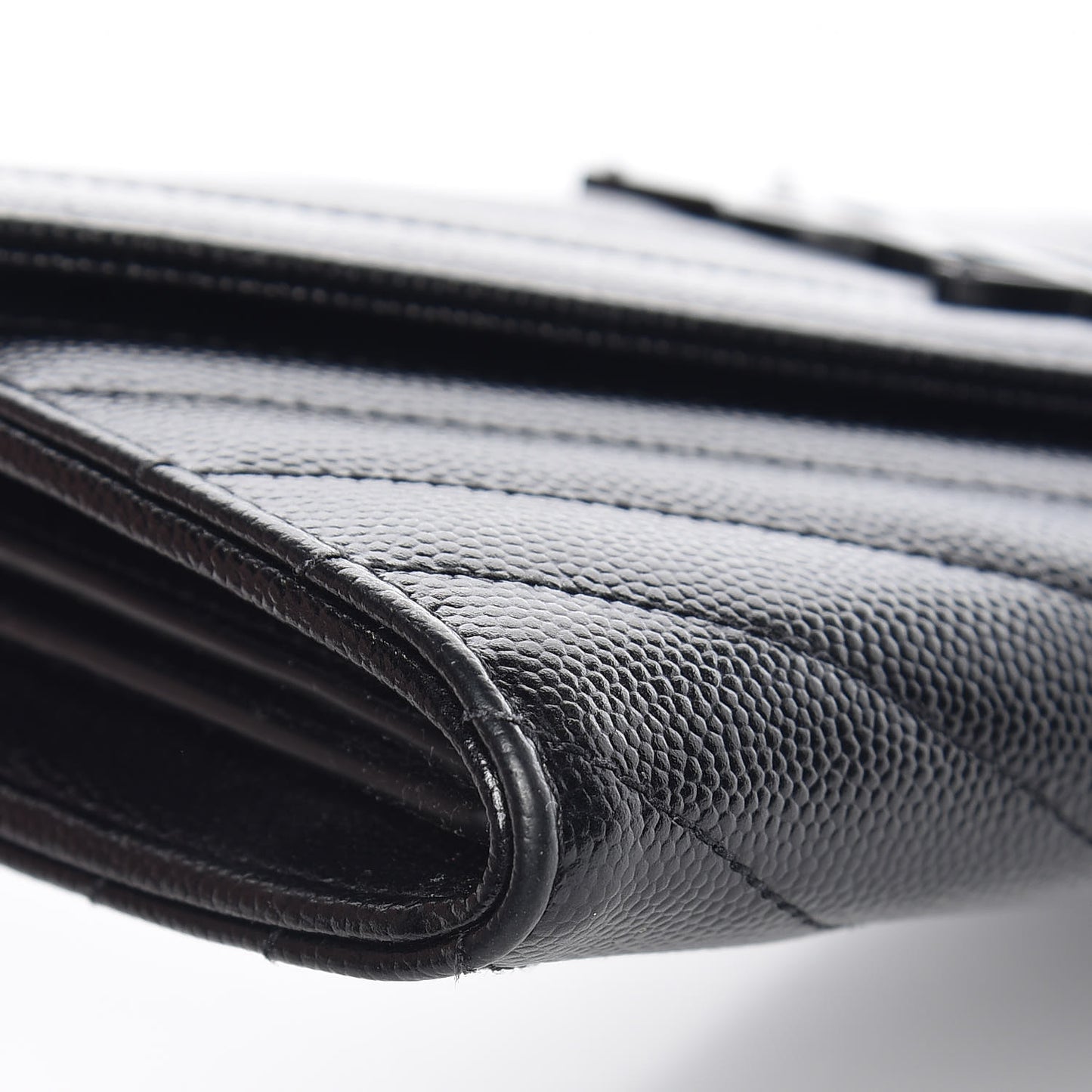 Grain De Poudre Matelasse Chevron Monogram Flap Wallet Black