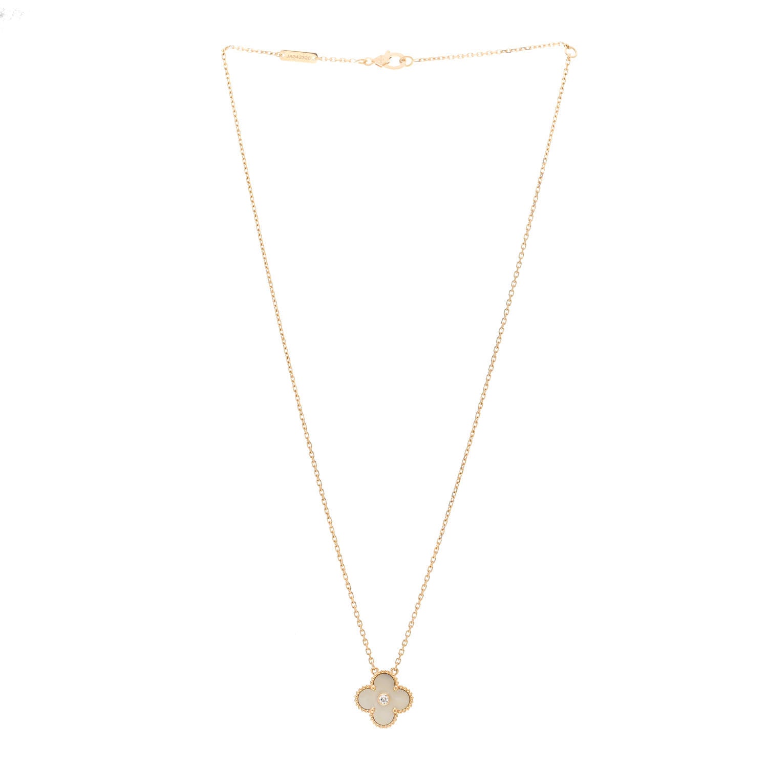 Van Cleef & Arpels 18K Yellow Gold Diamond Yellow Mother of Pearl Vintage Alhambra Pendant Necklace 3 of 6