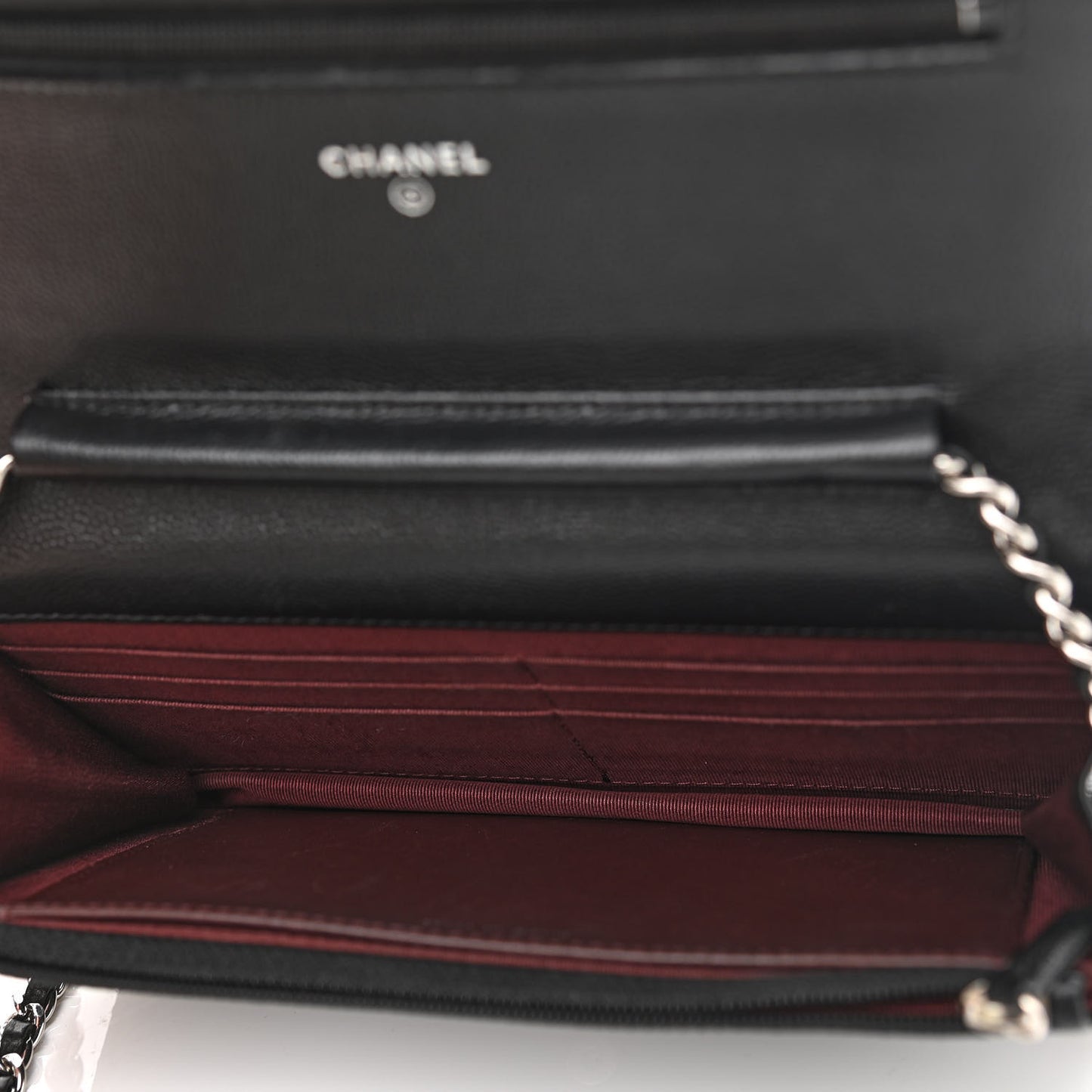Caviar Chevron Quilted Wallet On Chain WOC Black