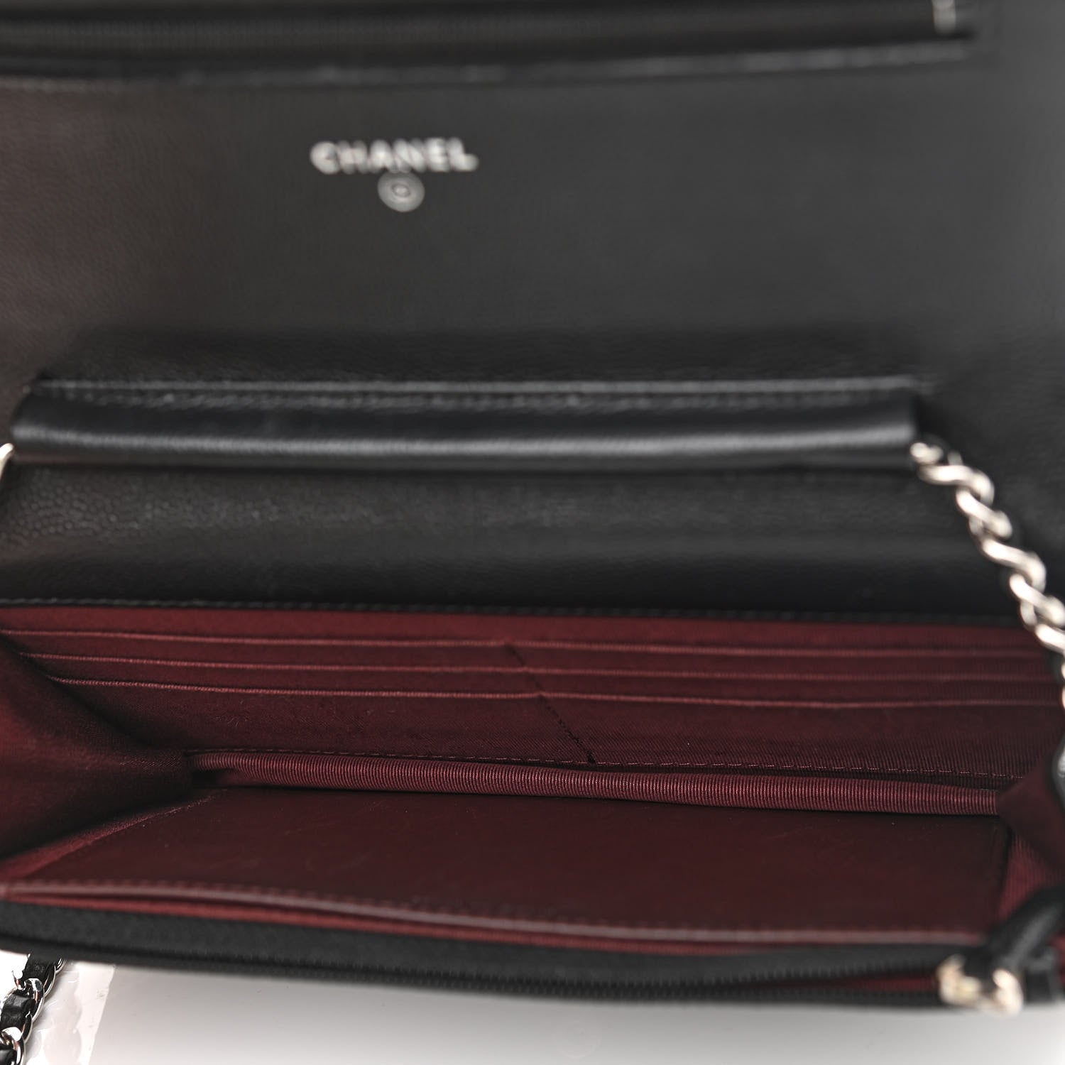 Chanel Caviar Chevron Quilted Wallet On Chain WOC Black 5 of 15