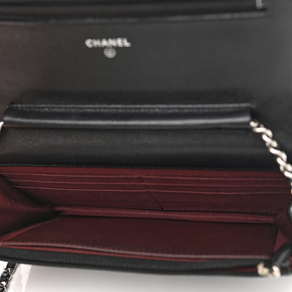 Chanel Caviar Chevron Quilted Wallet On Chain WOC Black 5 of 15