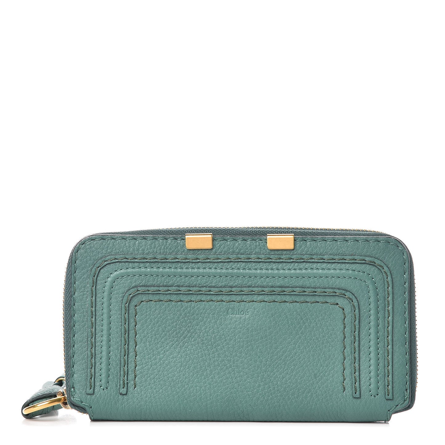 Grained Calfskin Marcie Long Zip Around Wallet Emerald