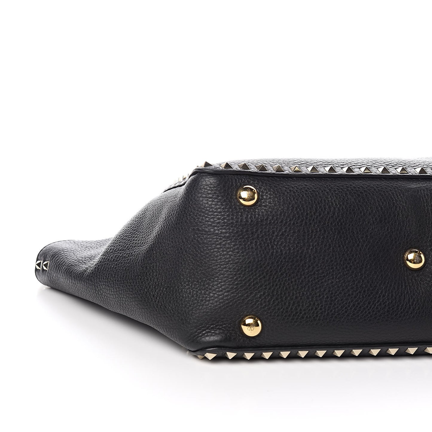 Pebbled Calfskin Medium Rockstud Tote Black