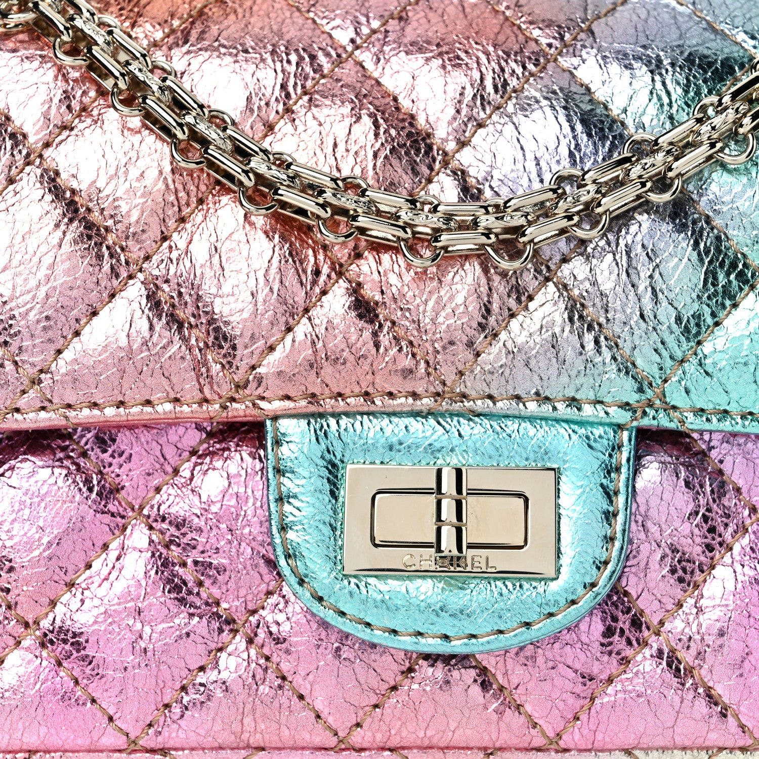 Chanel Metallic Goatskin Quilted Mini 2.55 Reissue Flap Multicolor 10 of 10