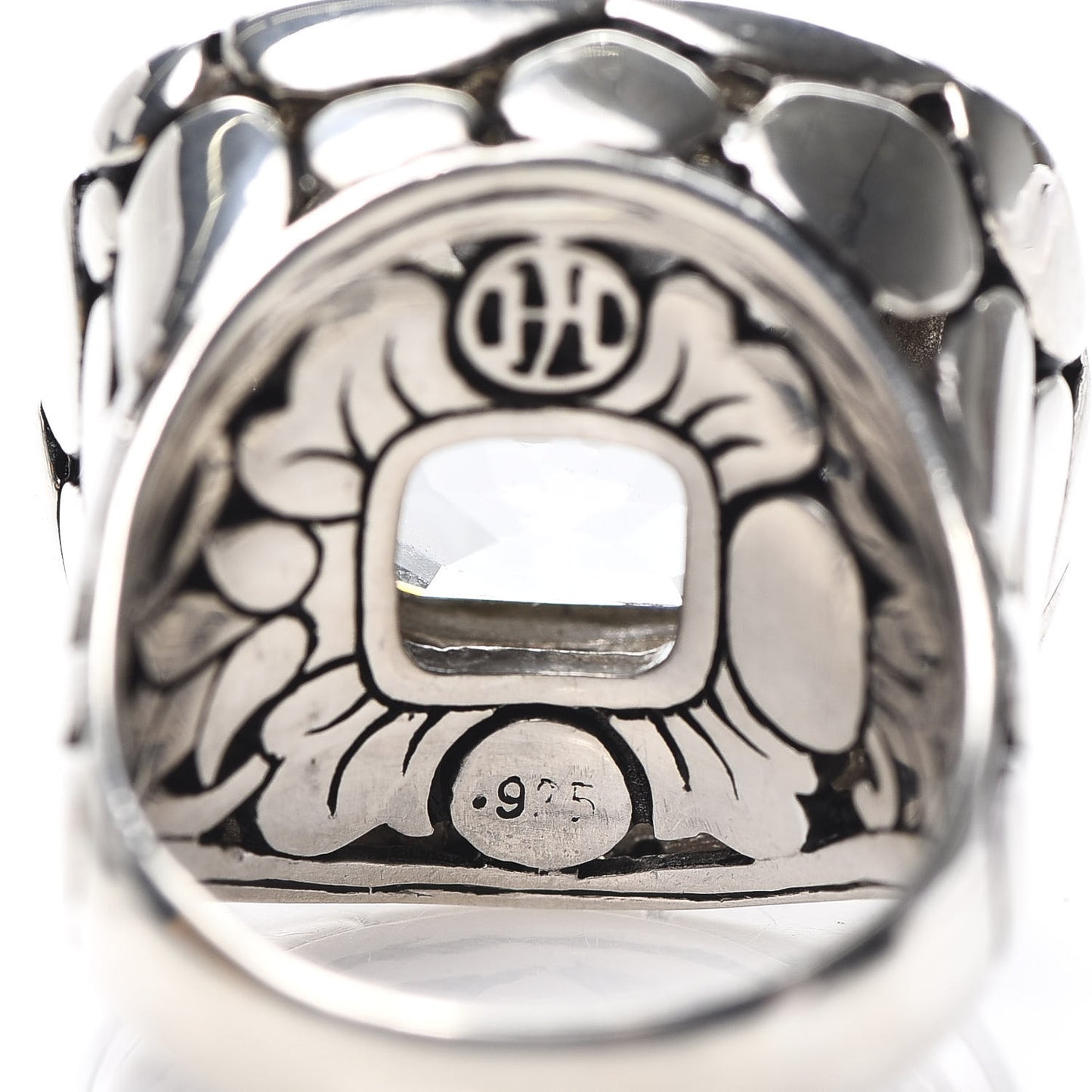 Sterling Silver White Topaz Batu Kali Square Ring 54 6.75