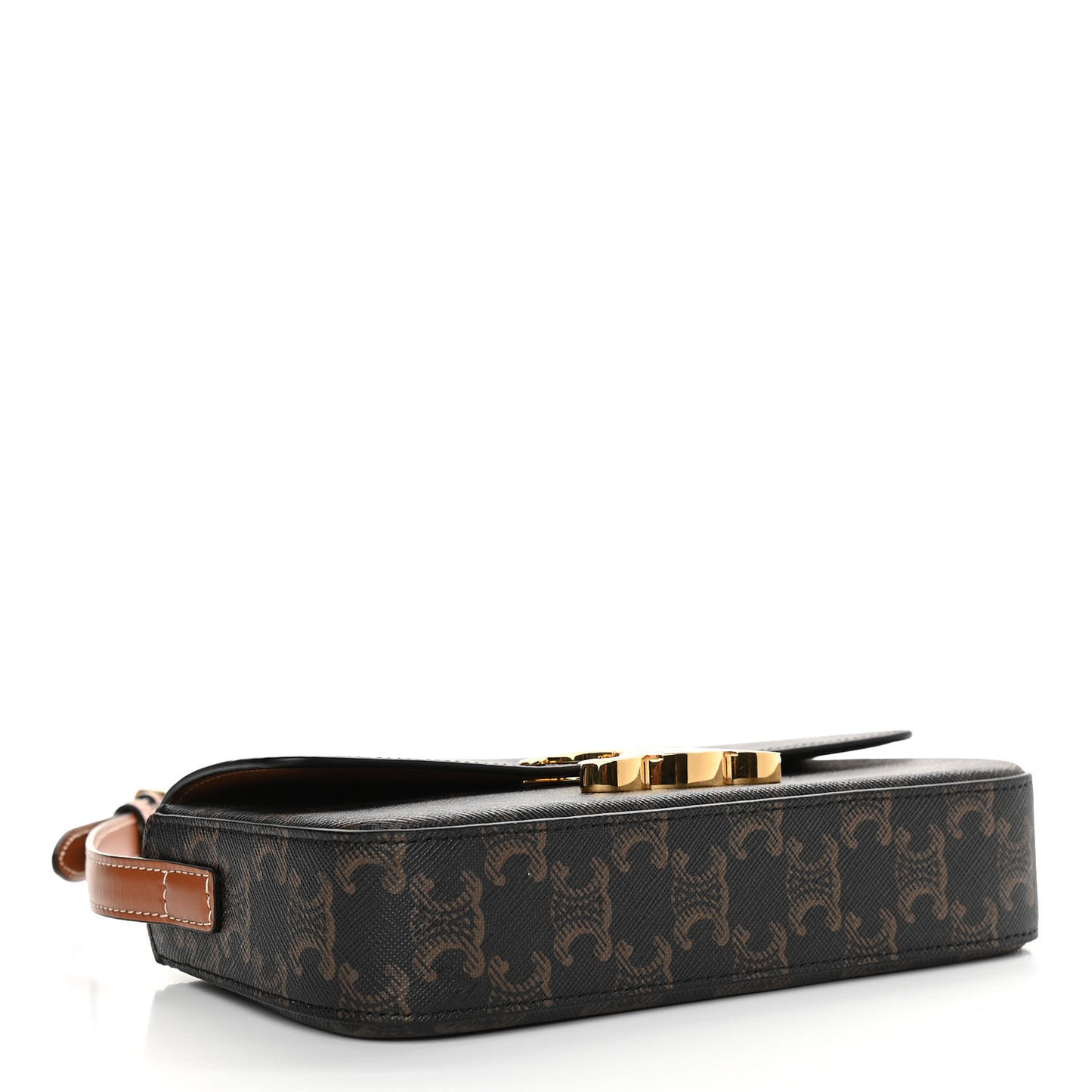 Canvas Calfskin Triomphe Shoulder Bag Tan