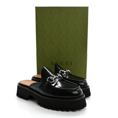 Gucci Cordovan Lux Womens Horsebit Platform Mules 37 Black 10 of 10