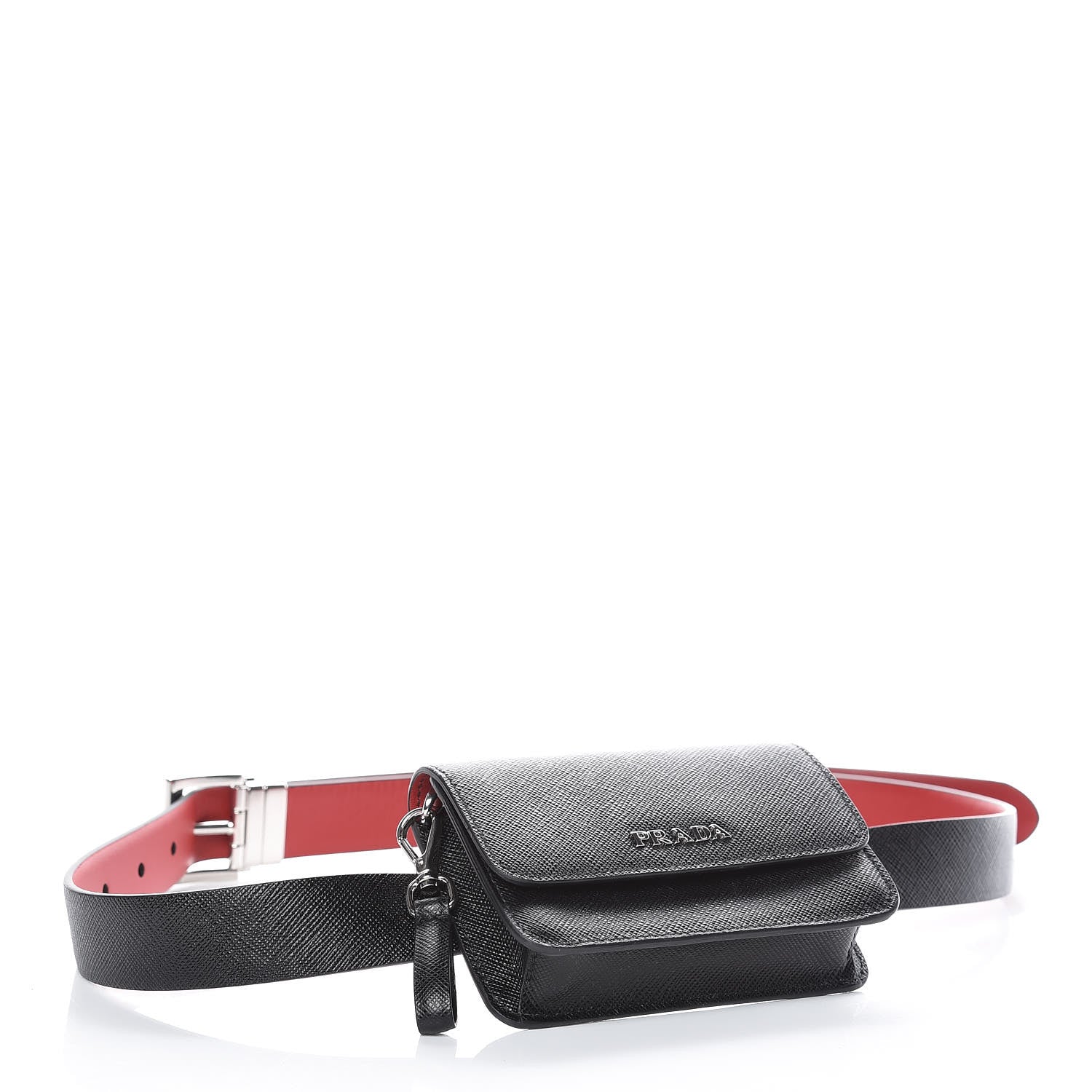 Prada City Calfskin Micro Reversible Belt Removable Bag Black Fuoco 4 of 9