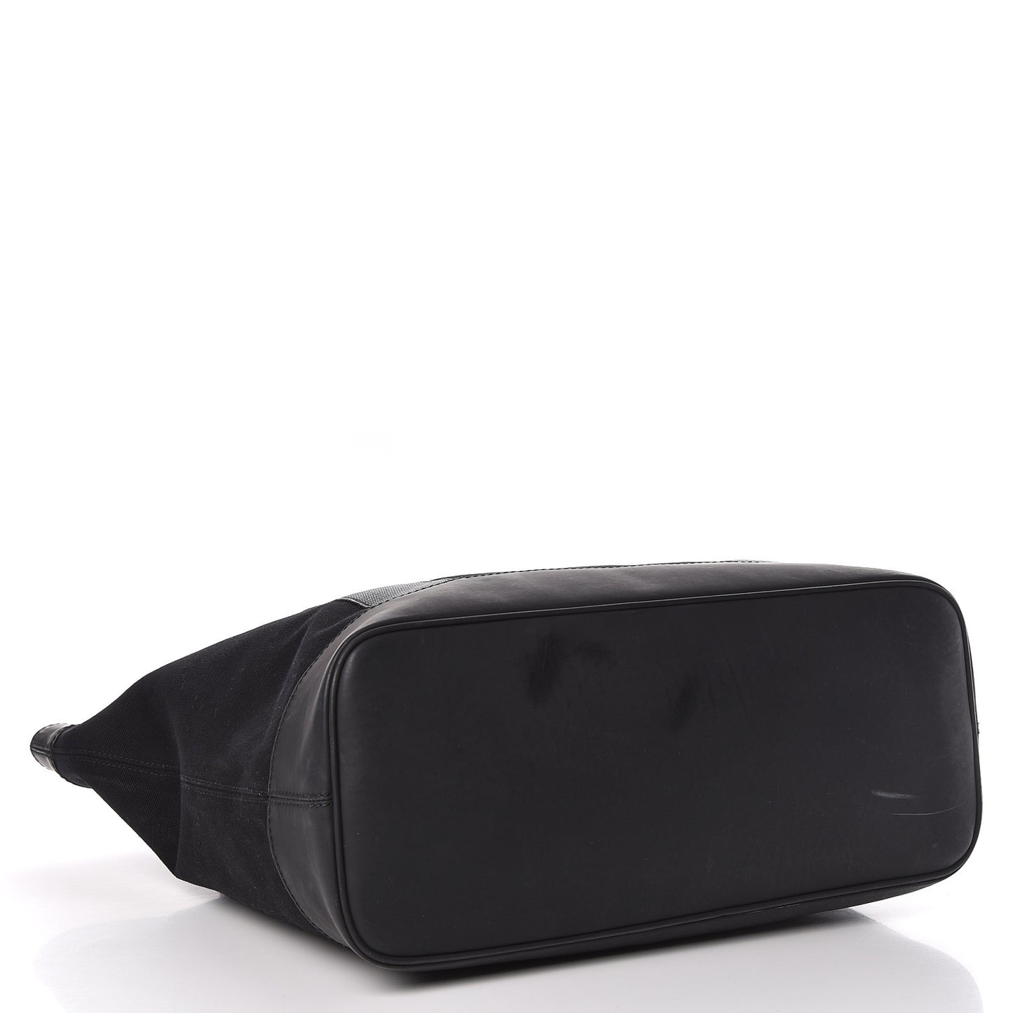Rubber Calfskin Canvas Navy Tote Black