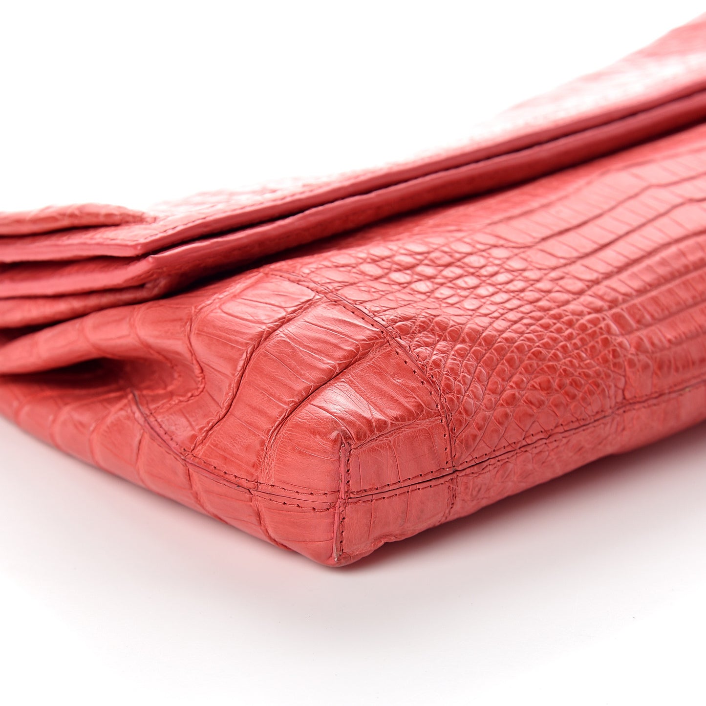 Crocodile Foldover Clutch Red