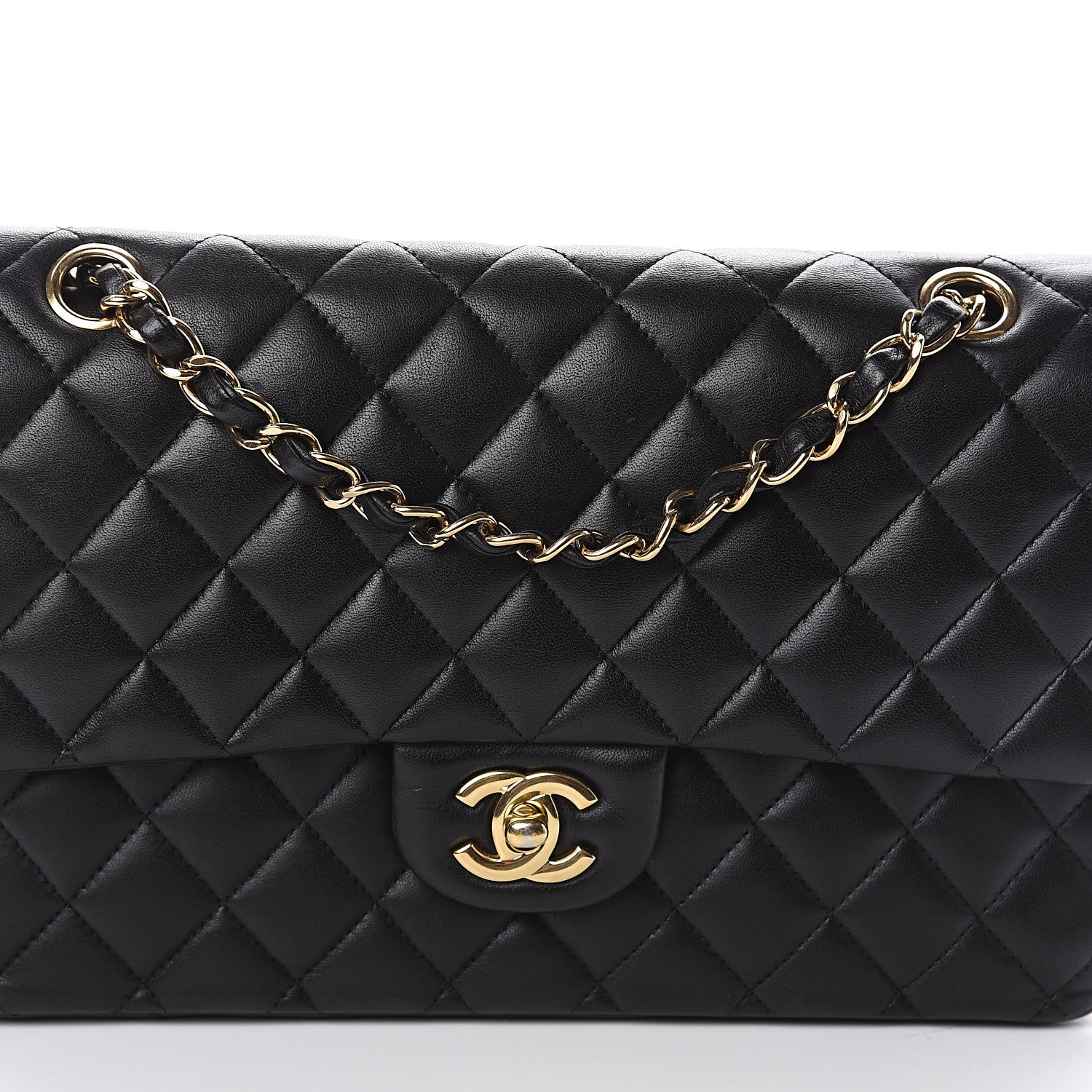 Chanel Lambskin Quilted Medium Double Flap Black 7 of 9