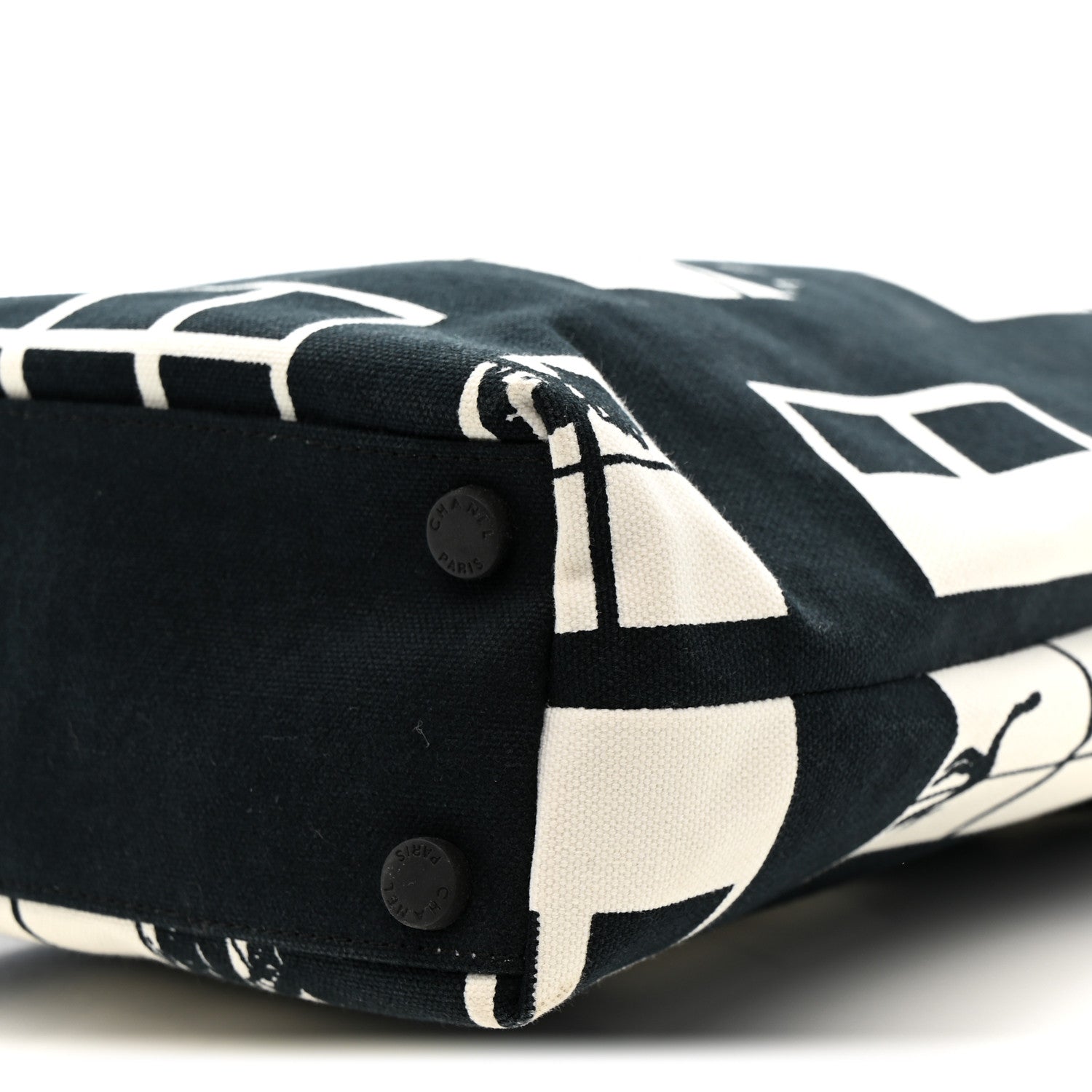 Chanel Canvas Small Coco Window Tote Black White 10 of 14