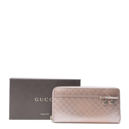 Gucci Patent Microguccissima Bow Heart Zip Around Wallet Golden Beige 9 of 9