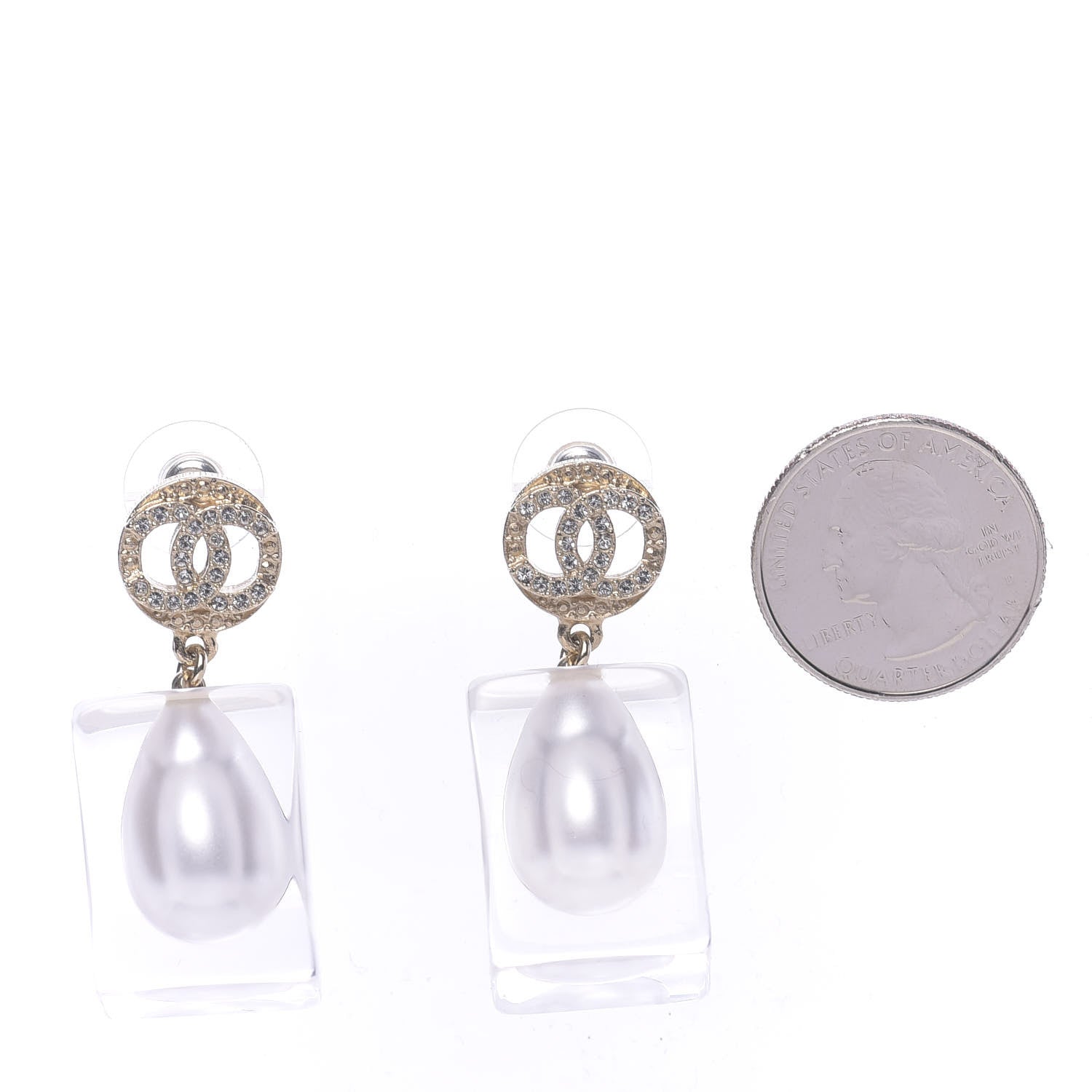 Chanel Resin Crystal Earrings Gold 2 of 5
