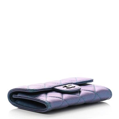 Chanel Iridescent Lambskin Quilted Flap Card Holder Turquoise 4 of 9
