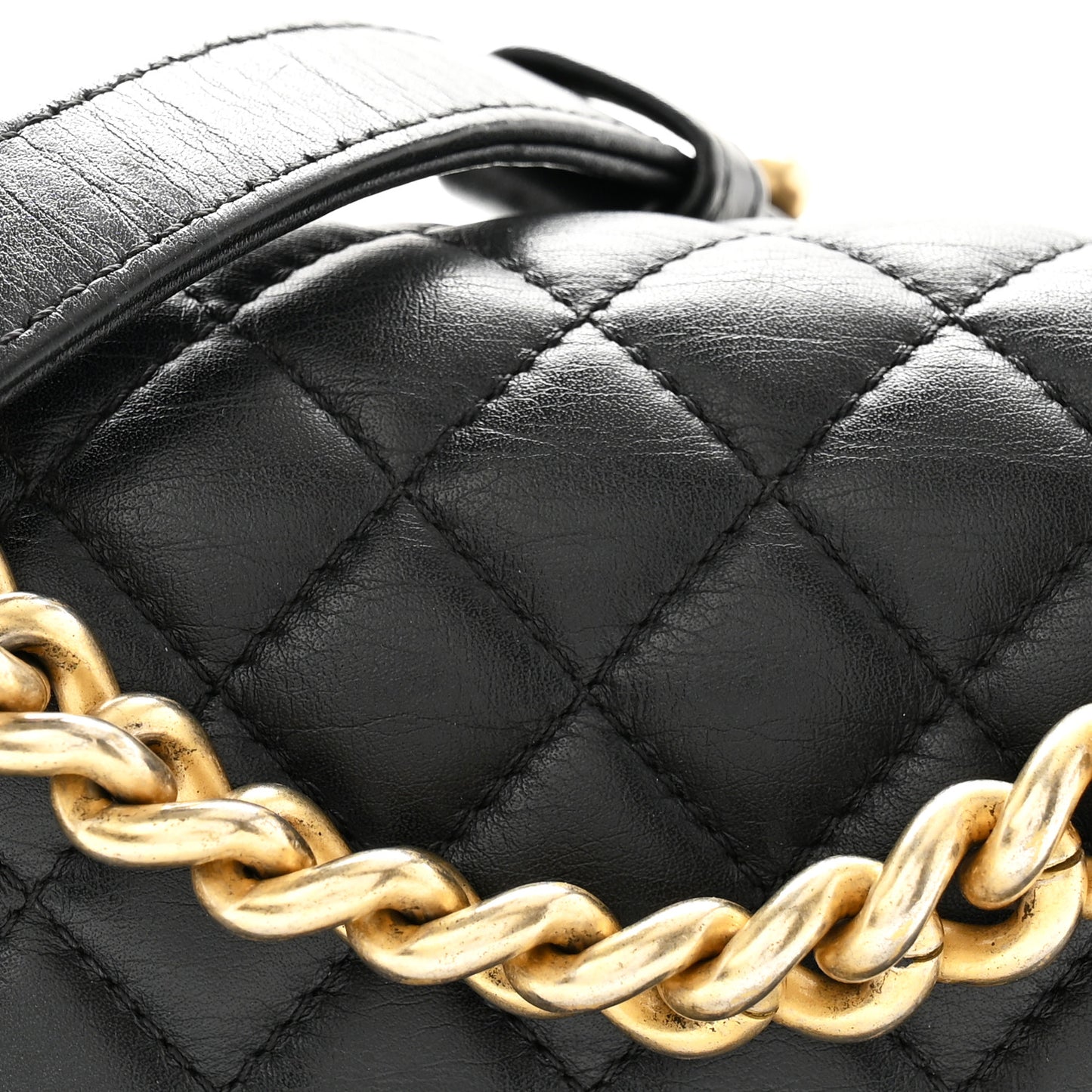 Calfskin Quilted Small Boy Flap Black