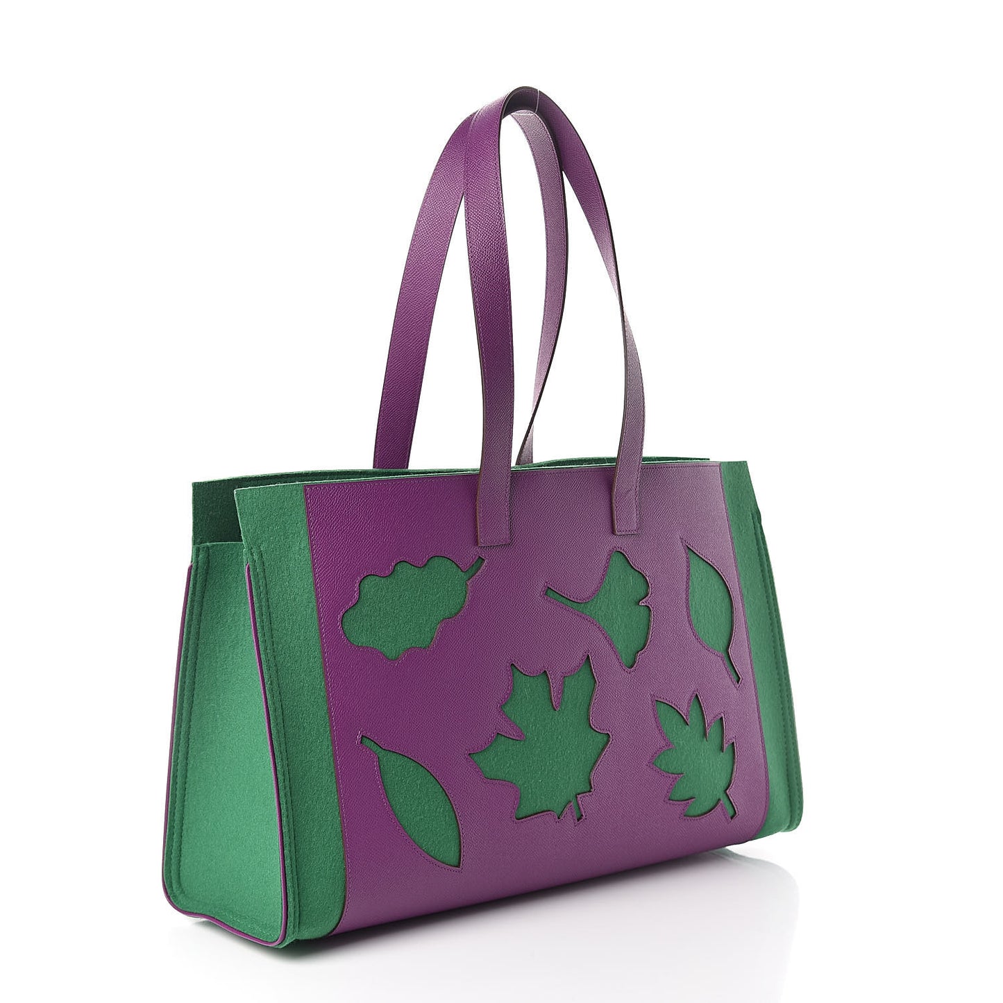 Epsom Felt Leaf Bag Purple Green