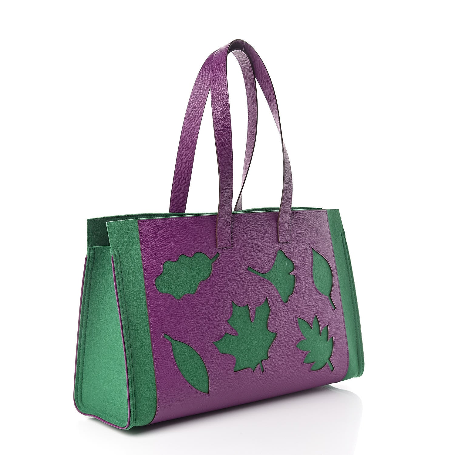 Hermes Epsom Felt Leaf Bag Purple Green 3 of 9
