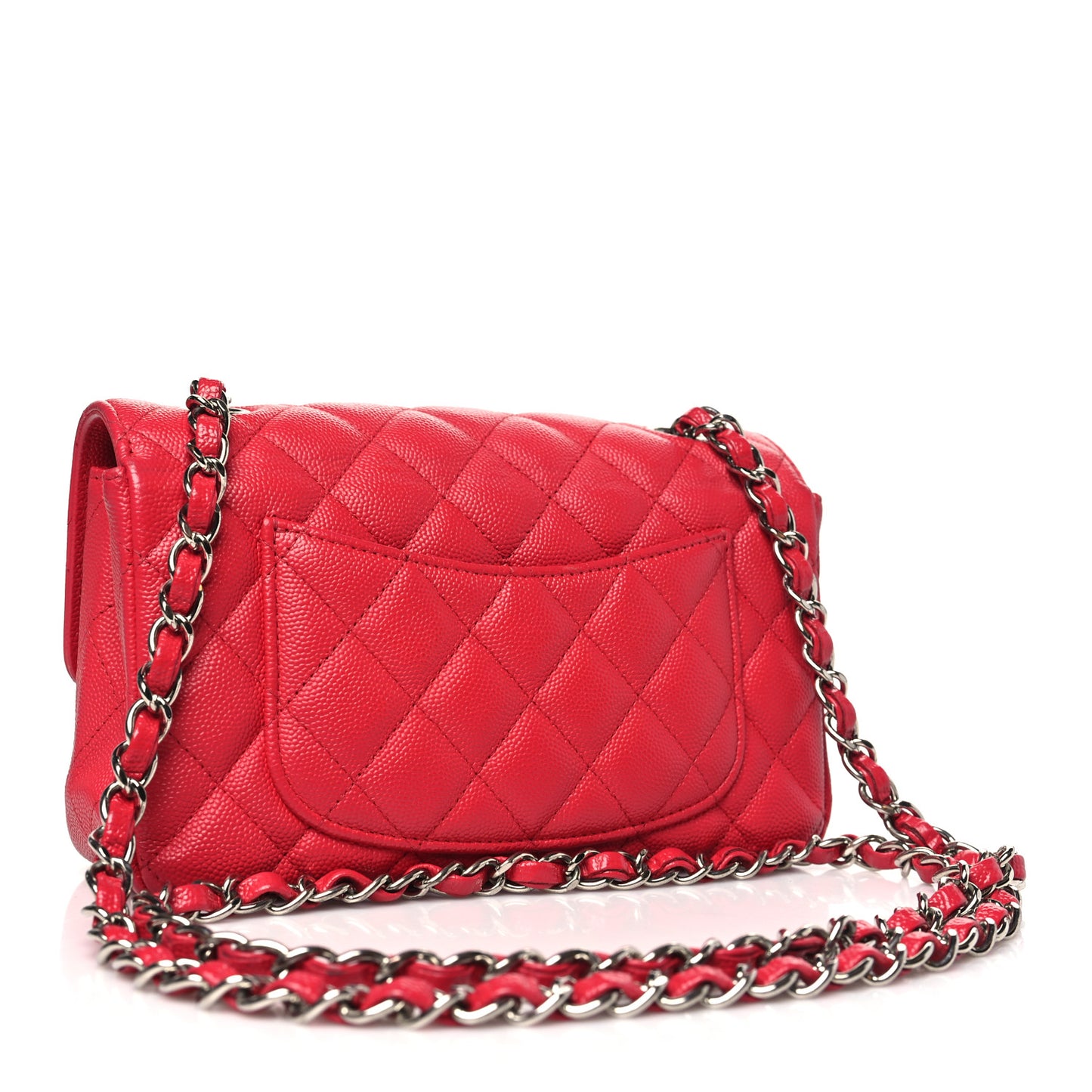 Caviar Quilted Mini Rectangular Flap Red