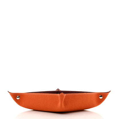 Hermes Taurillon Clemence Felt Bridge Mises et Relances Change Tray Orange Rouge H 5 of 6
