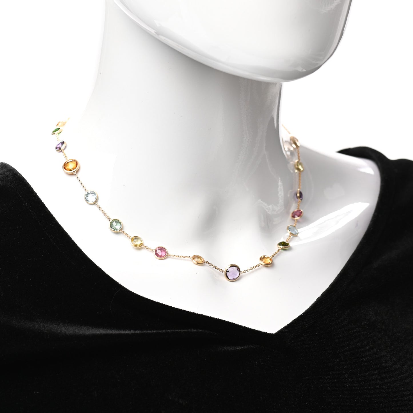 18K Yellow Gold Multi Gemstone Jaipur Necklace