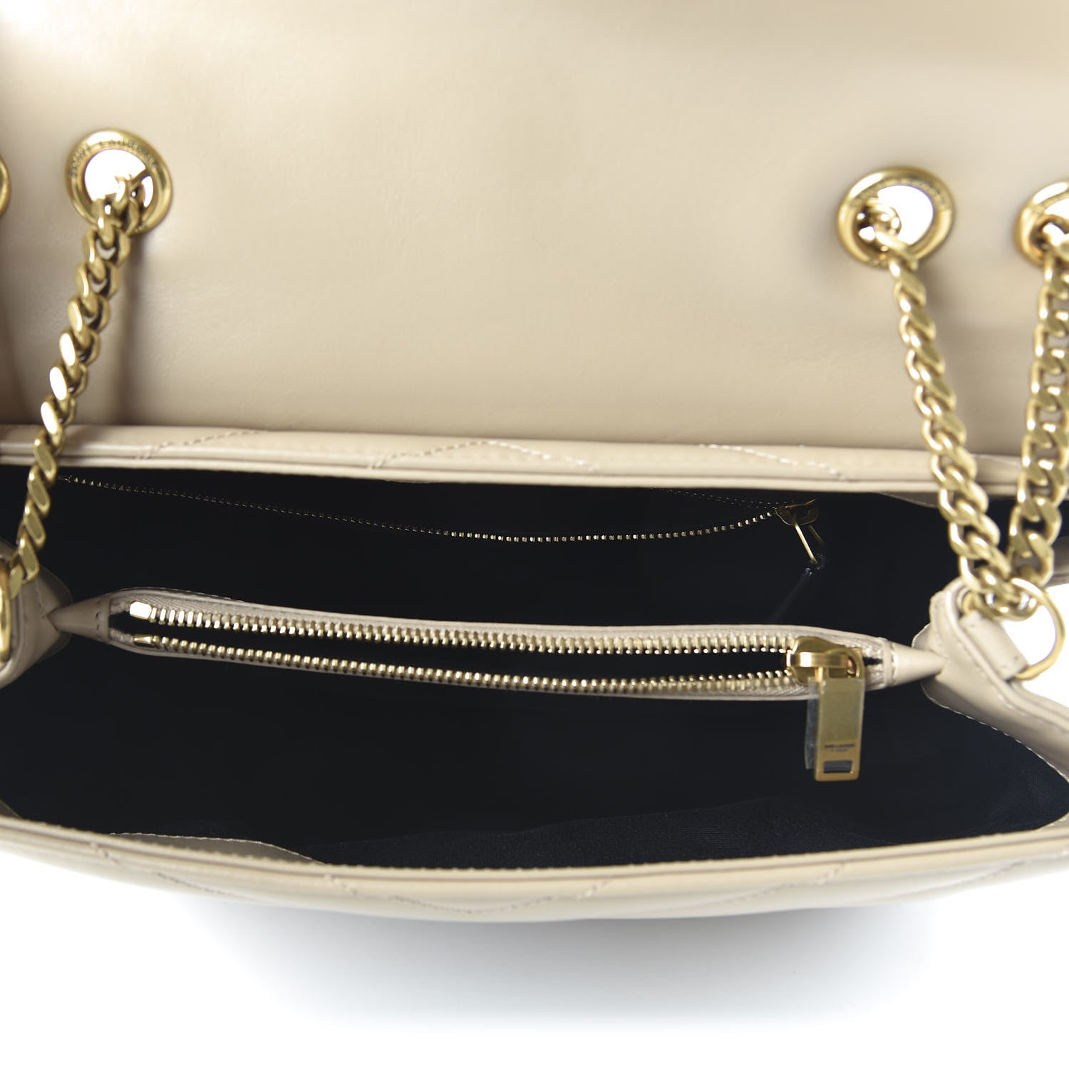 Saint Laurent Calfskin Y Quilted Monogram Medium Loulou Chain Satchel Dark Beige 5 of 9