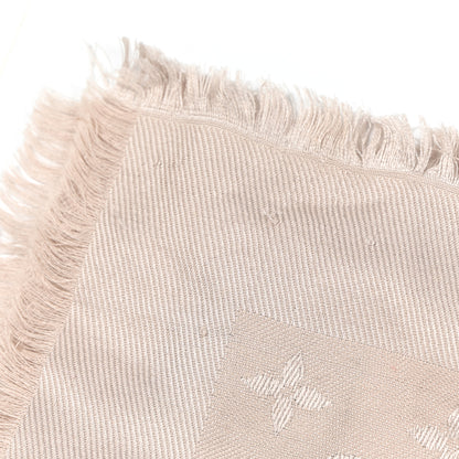 Louis Vuitton Silk Wool Monogram Shine Shawl Greige 7 of 11