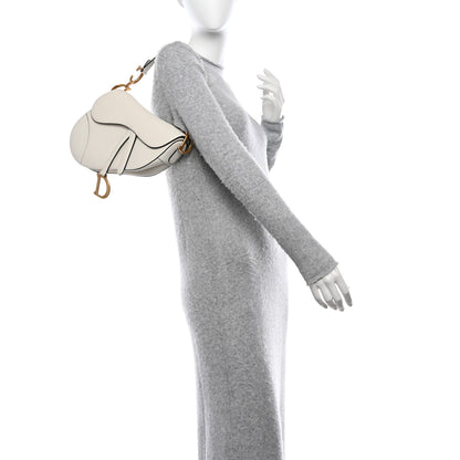 Christian Dior CHRISTIAN DIOR Grained Calfskin Saddle Bag White 2 of 11